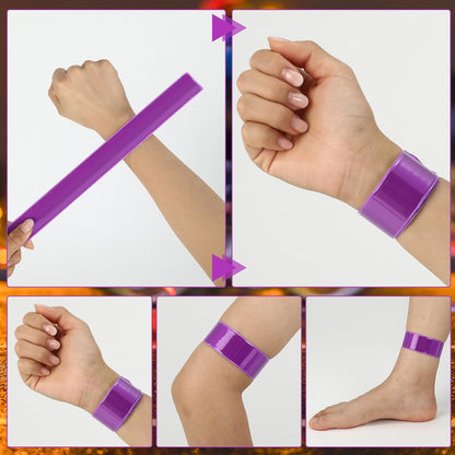 20 Pcs Reflector Snap Bands Fluorescent Slap Armbands High Visibility Slap Reflector Strips Safety Bands for Children Adults Boys and Girls When Cycling Running Hiking Jogging