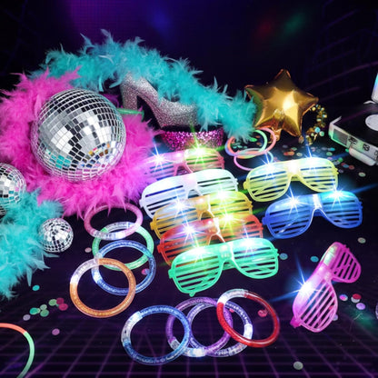 Honoson 96 Pack Glow in the Dark Party Supplies, Light up Glasses LED Bracelets, Neon Favor Flashing Bulk Gift for Adult (Vibrant Color)