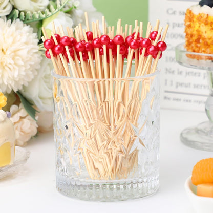 Reallnaive 600 Pcs Cocktail Pick Pearl Fancy Toothpick for Appetizer 4.7 Inch Long Skewer for Drink Fruit Food Bamboo Stick Wedding Bridal Shower Decoration Charcuterie Accessories (White)