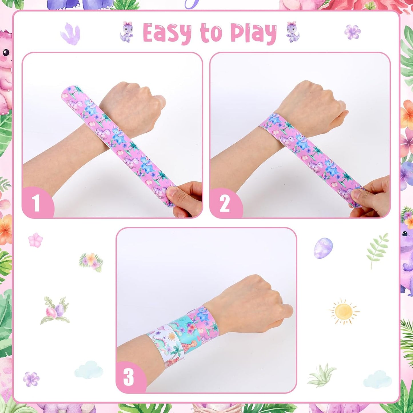 Serencatcher 48pcs Slap Bracelets Party Favors for Birthday Baby Shower Party Supplies Gifts