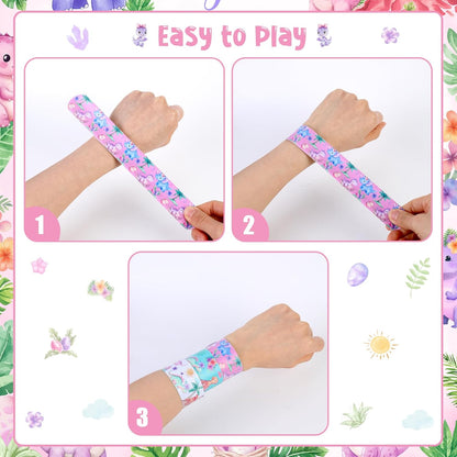 Serencatcher 48pcs Slap Bracelets Party Favors for Birthday Baby Shower Party Supplies Gifts