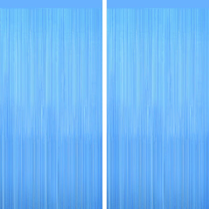 GCB 2Pack Black Metallic Tinsel Foil Fringe Curtains, Black Foil Curtain Backdrop, Photo Booth Props for Birthday Wedding Baby Shower Bachelorette Xmas Celebration Party Decorations Door Streamers