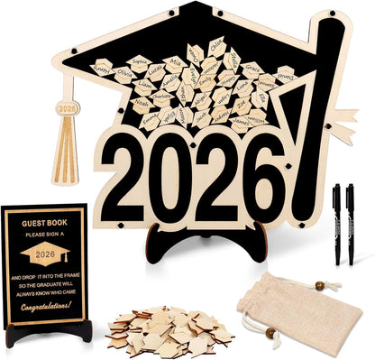2026 Graduation Guest Book Alternative, Black Happy Graduation Party Decorations, Class of 2026 Congrats Graduates Signature Guestbook Gifts for College High School Students Friends Men Women