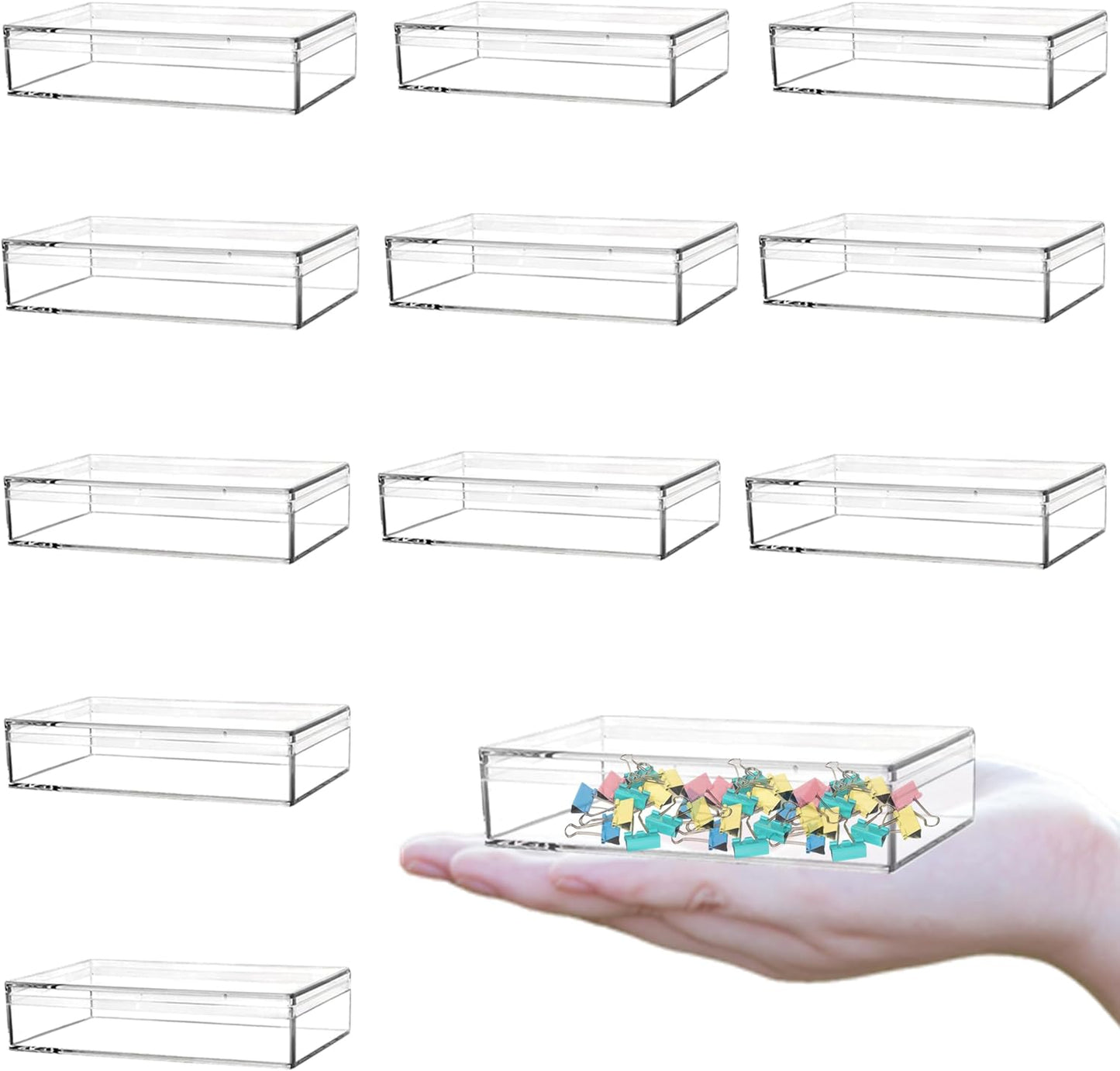 KissYou Acrylic Box Clear Boxes with Lid 12 Packs Small Candy Box Display Square Cube Wedding Graduation Party Decorations Jewlry Gift Box