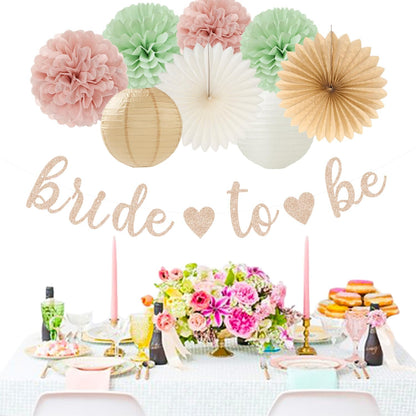 Champagne-Gold Beige Fall Baby-Shower Party-Decorations - 36pcs Welcome Home Banner Sign,Neutral Paper Lanterns,Girl Streamers Garland,Boho Hanging Tissue Pom Poms Flowers Fans Backdrop Decor Burgleda