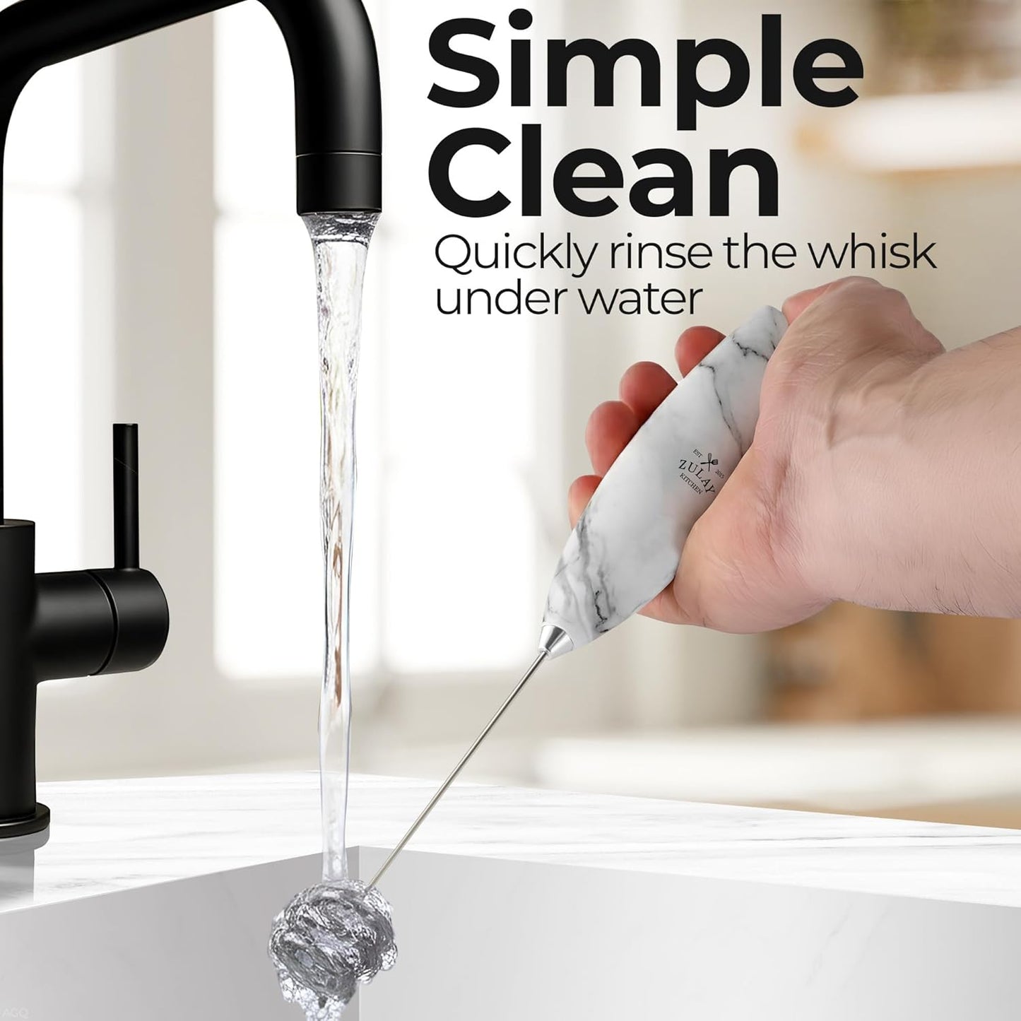Zulay Kitchen Powerful Milk Frother Wand With Duracell Batteries - Ultra Fast Handheld Drink Mixer - Electric Whisk Foam Maker for Coffee, Lattes, Cappuccino & Matcha - Z1 Motor - Black - Colors C
