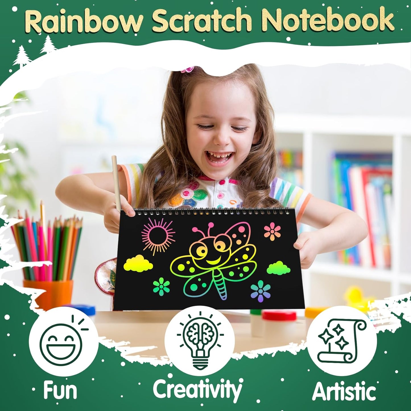 ZMLM 24 Pack Scratch Art Party Favors: Birthday Party Favors for Kids 4-8, Bulk Rainbow Scratch Notebook Paper Pads, Goodie Bags Stuffers Girls Boys Classroom Gifts Crafts Toys