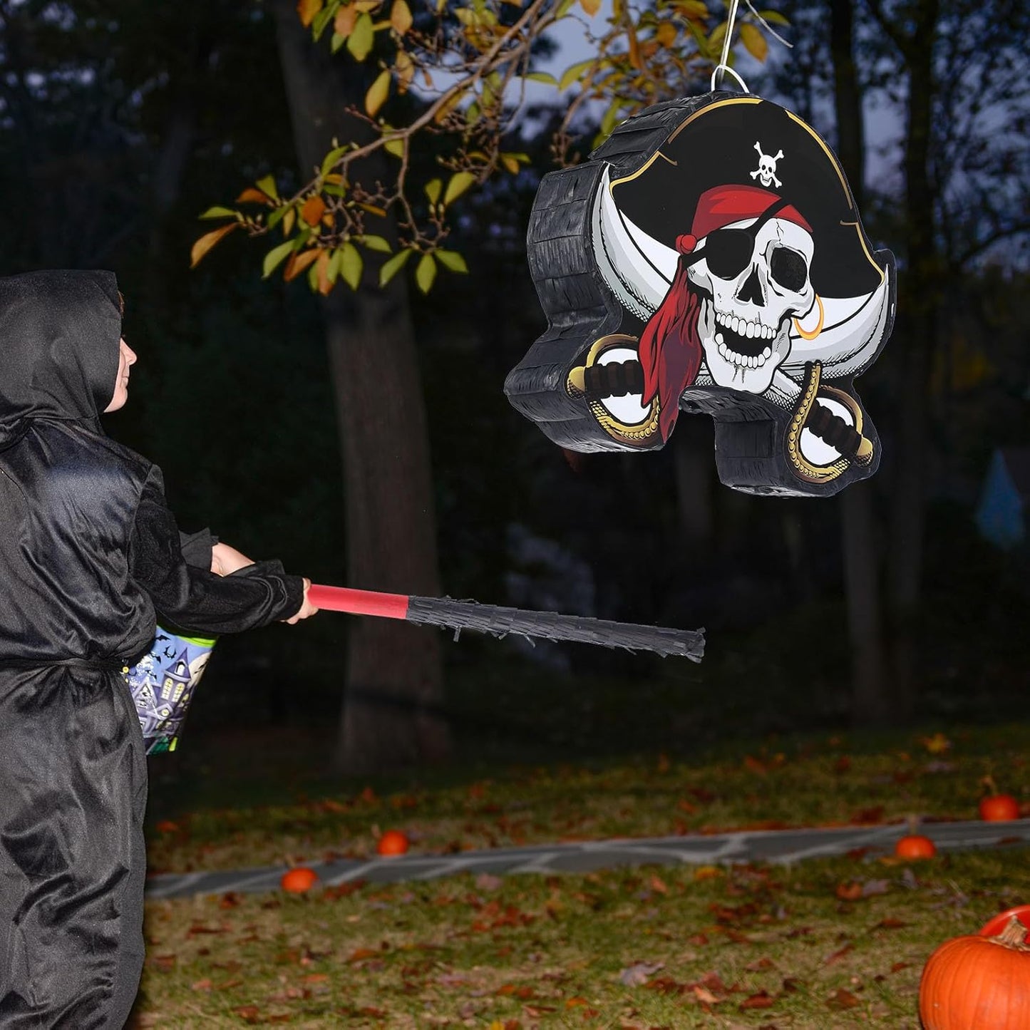 Pirate Piñata Bundle Pirate Party Game Set Include Captain Piñata Bat Stick Blindfold Mask for Birthday Party Nautical Adventure Game Decor Supplies Decor, 13.4 x 14.3 x 3.2''