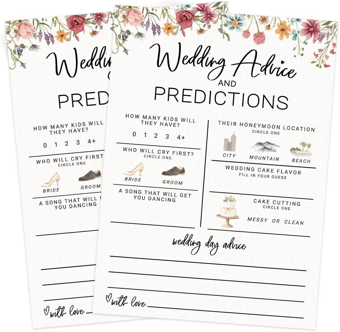 Printed Party Bridal Shower Game Set – 4 Fun Games and Activities for 30 Guests, Includes Bingo, He Said She Said, Bride & Groom Trivia, and Wedding Phrase Guessing Game, Love In Bloom Wildflower Design