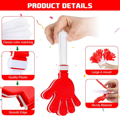 Junkin 48 Pcs Hand Clappers Bulk 7. 5 x 3. 5 Inches Noise Makers Party Favors Clapping Noise Maker Clacker for Birthdays Game Prizes Rewards Football Sporting Events Cheers Supplies (Black,White)