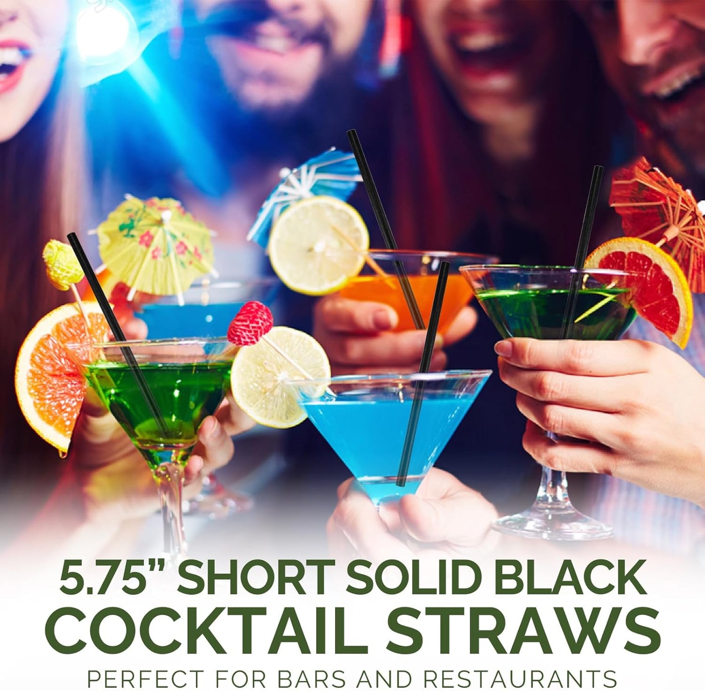 5.75 inch Orange Paper Cocktail Straws, Short Disposable Drinking Straws 500 Counts, Unwrapped - Compostable