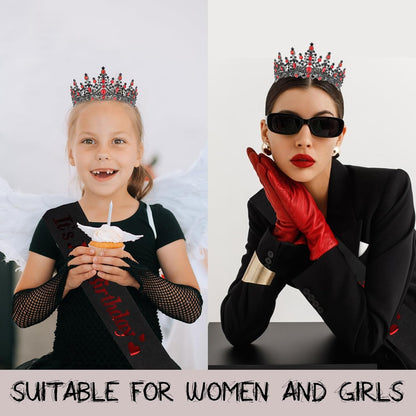 CURASA Birthday Tiara and Sash - Silver Birthday Crown for Women, Perfect for Parties and Celebrations