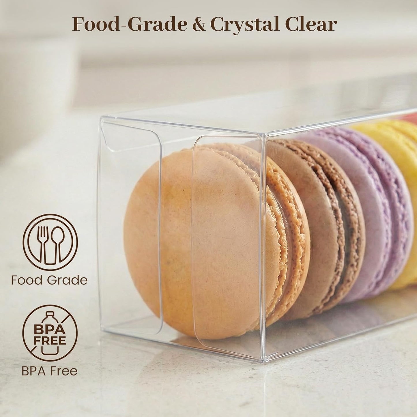 VGOODALL 100 Pcs Clear Favor Boxes, 2x2x2 Inch Small Transparent Cube Gift Boxes for Candy, Macarons, Jewelry, Wedding, Birthday, Baby Shower Party Favors