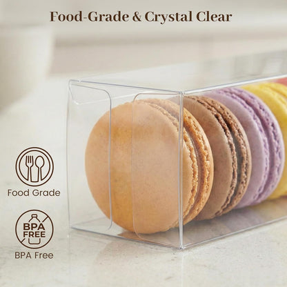 VGOODALL 100 Pcs Clear Favor Boxes, 2x2x2 Inch Small Transparent Cube Gift Boxes for Candy, Macarons, Jewelry, Wedding, Birthday, Baby Shower Party Favors