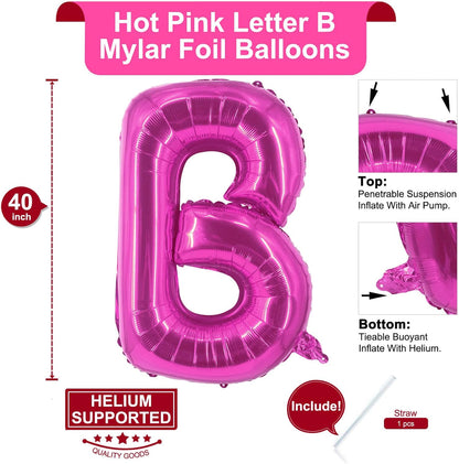 Lovoir 40 Inch Large Hot Pink Letter A Balloons Big Size Jumbo Mylar Foil Helium Balloon for Birthday Party Celebration Decorations Alphabet Hot Pink A