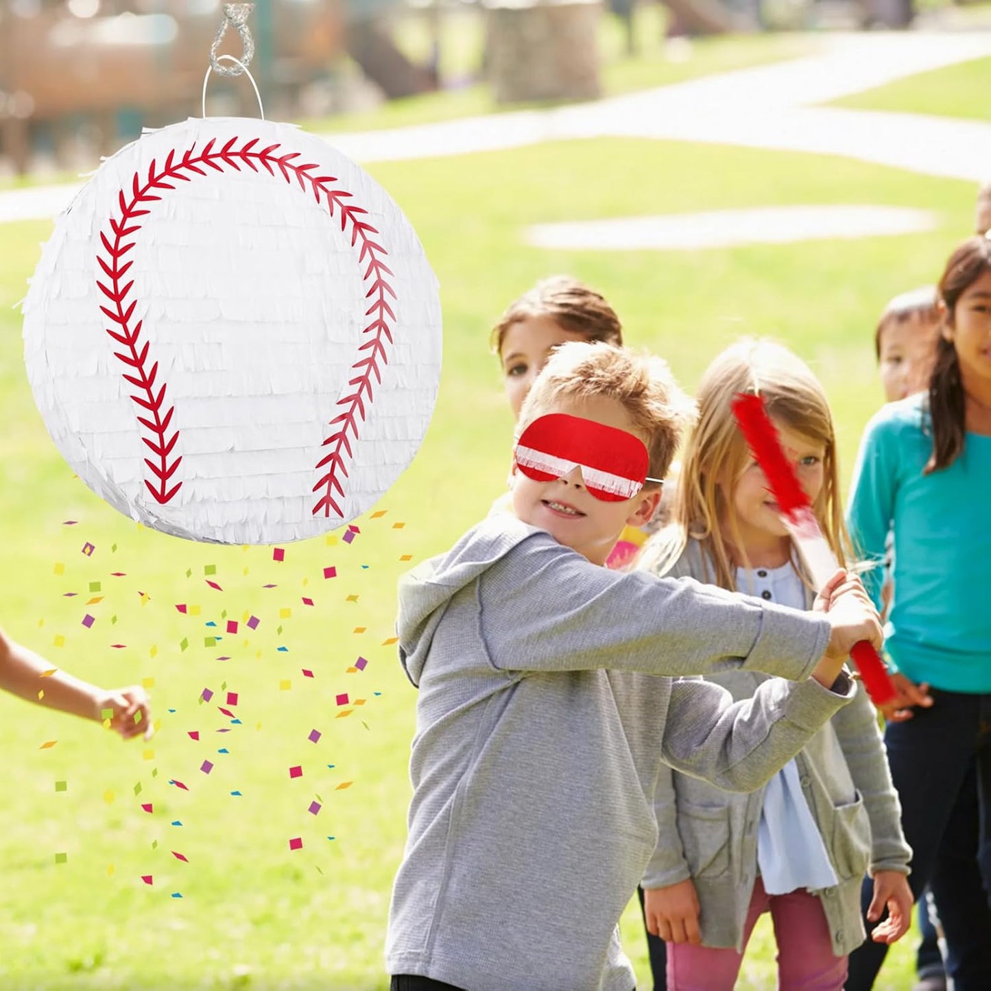 Hooqict Mexican Pinata with Blindfold and Bat Stick Party Pinata for Fiesta Carnival Cinco de Mayo Decorations Kids Adults Mexican Party Games Birthday Party Supplies