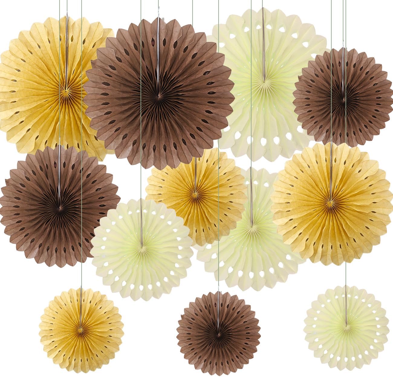 12PCS Colourful Paper Fans Party Decorations,Rainbow Hanging Ceiling Honeycomb Round Tissue Paper Fans for Mexican Engagement Fiesta Cinco De Mayo Party Decorations