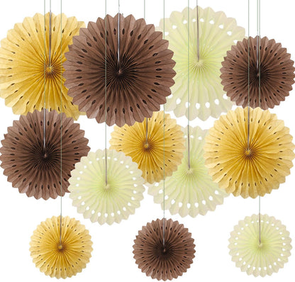 12PCS Colourful Paper Fans Party Decorations,Rainbow Hanging Ceiling Honeycomb Round Tissue Paper Fans for Mexican Engagement Fiesta Cinco De Mayo Party Decorations