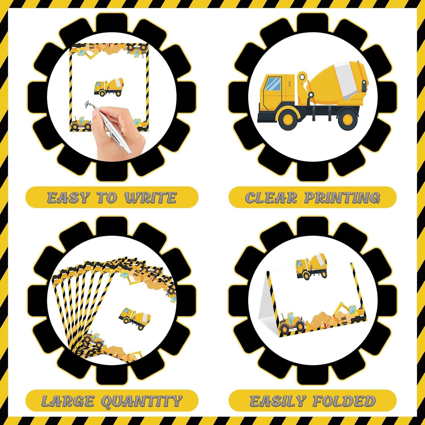 Construction Table Place Cards 50pcs Dump Truck Tent Cards Digger Excavator Food Labels Car Blank Name Card for Birthday Baby Shower Construct Theme Party Table Setting Supplies
