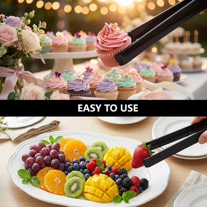 Serving Tongs 24 Pack, Plastic Disposable Salad Tongs for Buffets BBQ Party Event Catering, 9 Inch Food Safe Bulk Reusable Kitchen Utensils (24, Black)