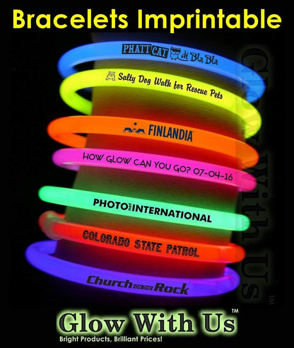 Glow Sticks Bracelets Bulk Wholesale, 100 8” Yellow Glow Bracelets, Bright Color, Glow 8-12 Hrs, 100 Connectors Included, Glow Party Favor Supplies, Sturdy Packaging, Great Fun.