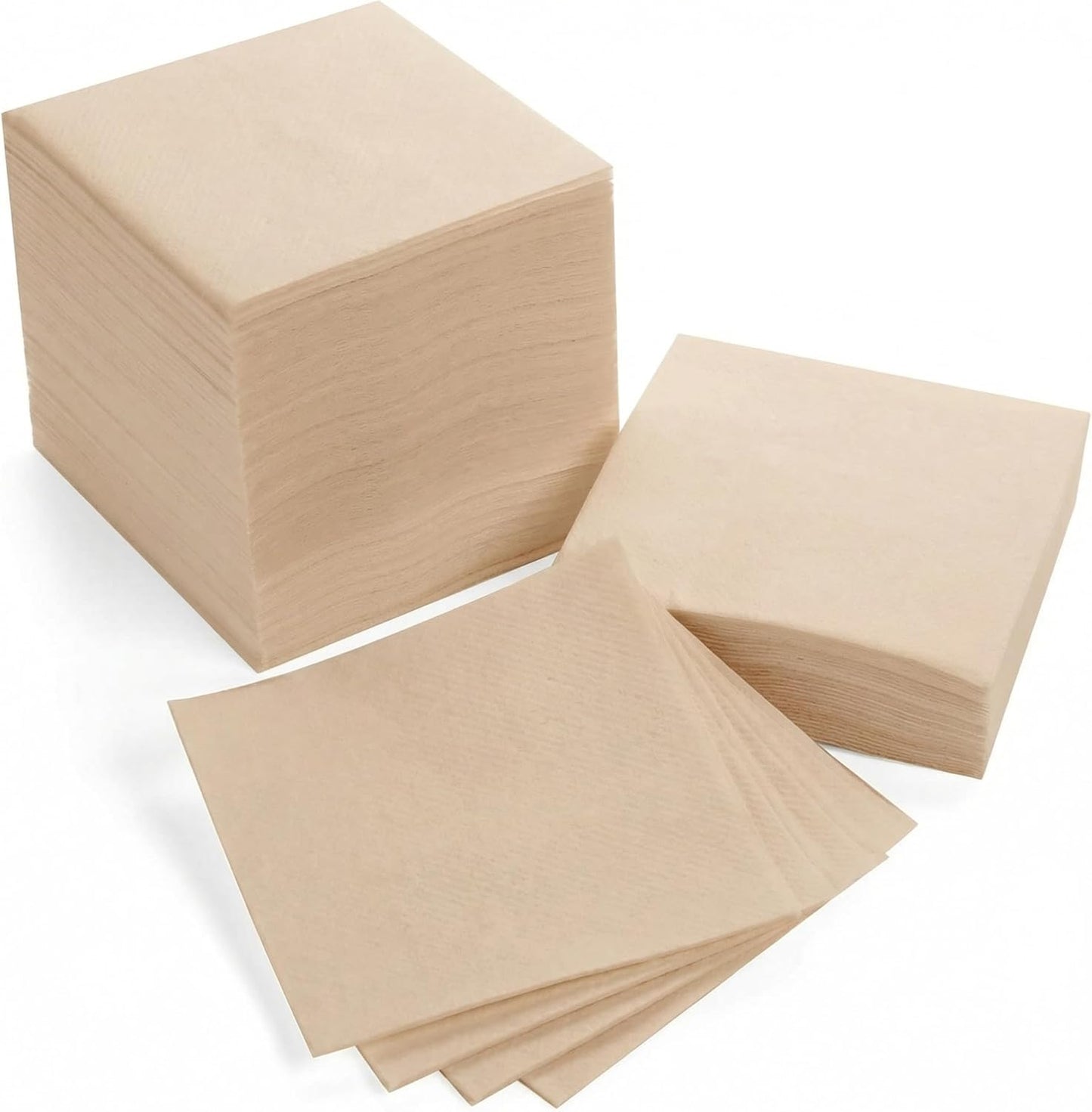 AH AMERICAN HOMESTEAD Cocktail Napkins-Disposable Beverage/Bar Napkins-White Linen-Like Square Napkins-Eco-Friendly & Compostable-Everyday Use, Party or Wedding 4.75inch x 4.75inch (100 Count, White)