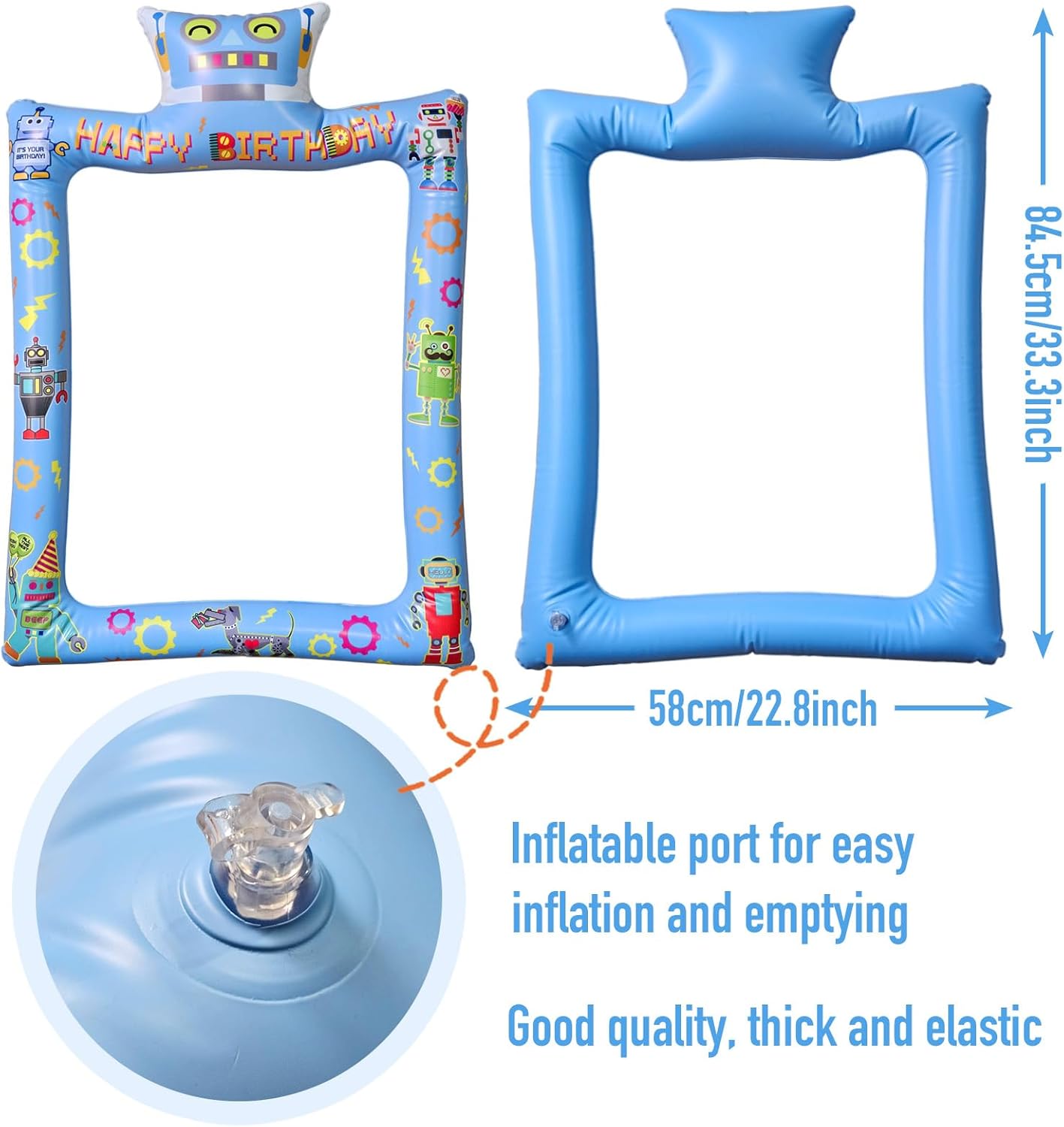 Fun Robot Themed Happy Birthday Inflatable Selfie Photo Frame Props for Pictures & Decors Robot Party Blow Up Picture Frame Decors for Tech-Loving Birthday Party Supplies