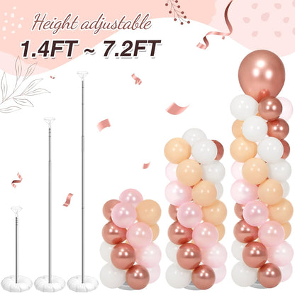 Jenaai 2 Sets 163 Pcs Pink Metallic Rose Gold Balloons Column Stand Kit Bridal Party Latex Balloons Adjustable Tower Stand for Graduation Bridal Shower Wedding Engagement Mothers Day Birthday Decor