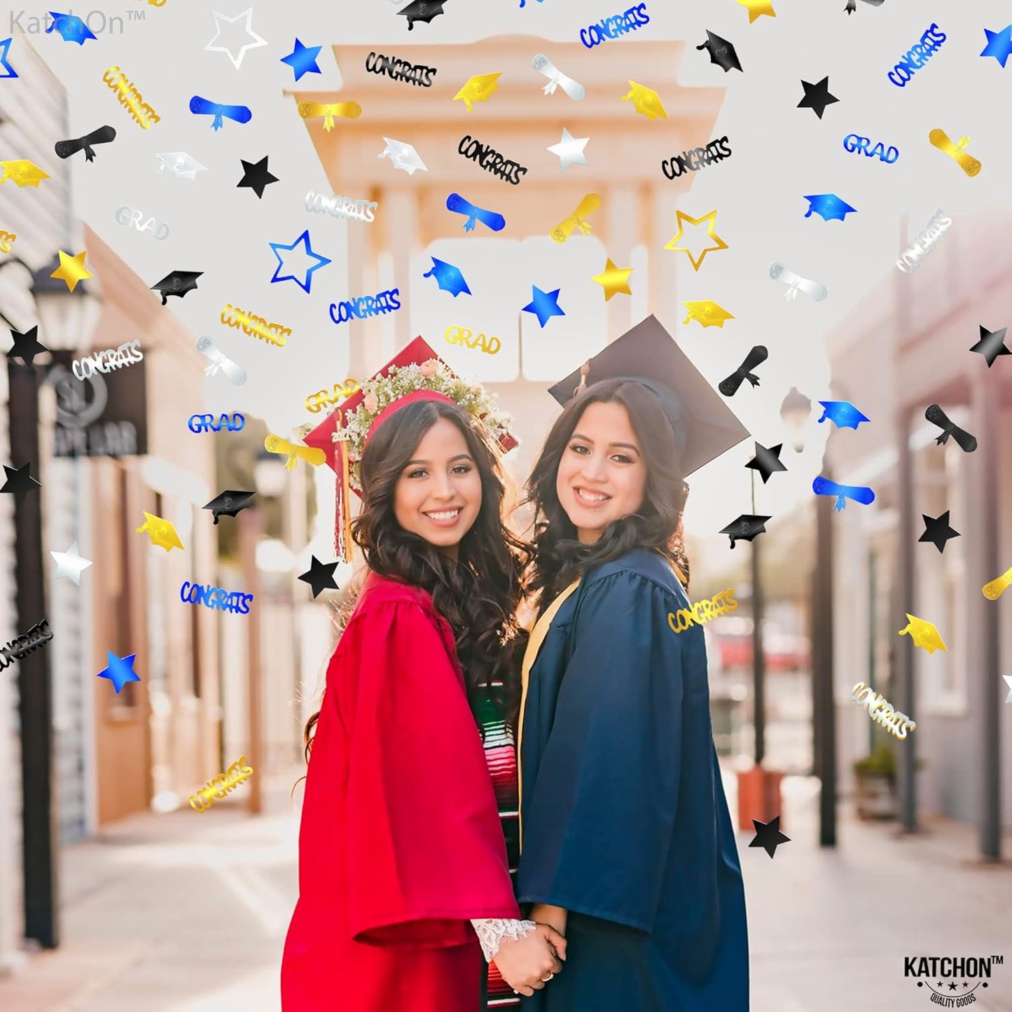 Black and Gold Grad Graduation Decorations 2026 - Pack of 1000, Congrats Grad Graduation Confetti 2026 | Grad Confetti Class of 2026 for Black and Gold 2026 Graduation Decorations, KatchOn