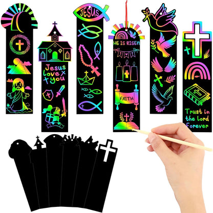 JUNEBRUSHS 30Pcs Ocean Crafts, Rainbow Magic Ocean Animals Scratch Bookmarks Under The Sea Party Favors Games for Activities Summer Arts and Crafts