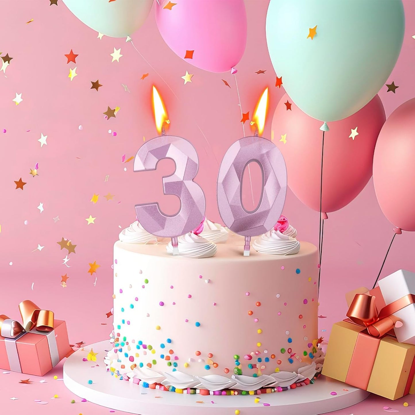 BEAN LIEVE Number Candles 0-9 Set - 10-Pack Diamond-Cut Birthday Candles, Cake Candles - Bulk Cake Decor for 1st-98th Birthdays, Photos, Parties - Kids Women Family Celebrations (Champagne Gold)