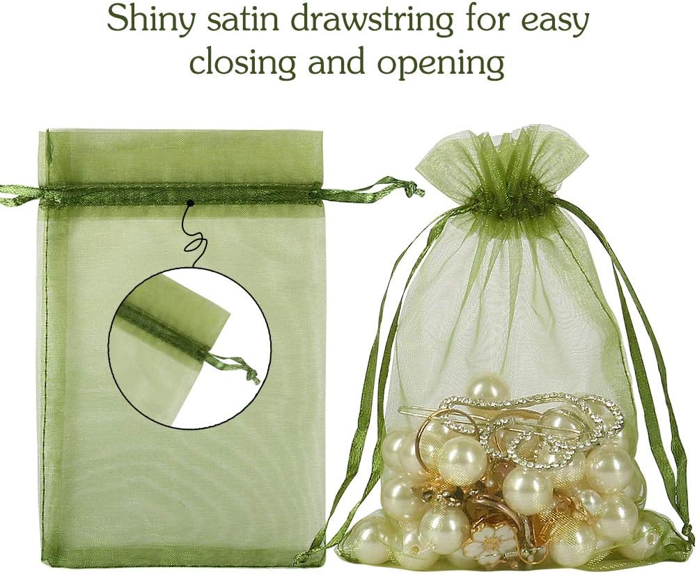 HRX Package 100pcs White Organza Bags, 4x6 inch Mesh Bags Drawstring Gift Bags Jewelry Pouches for Candy Wedding Favors Christmas