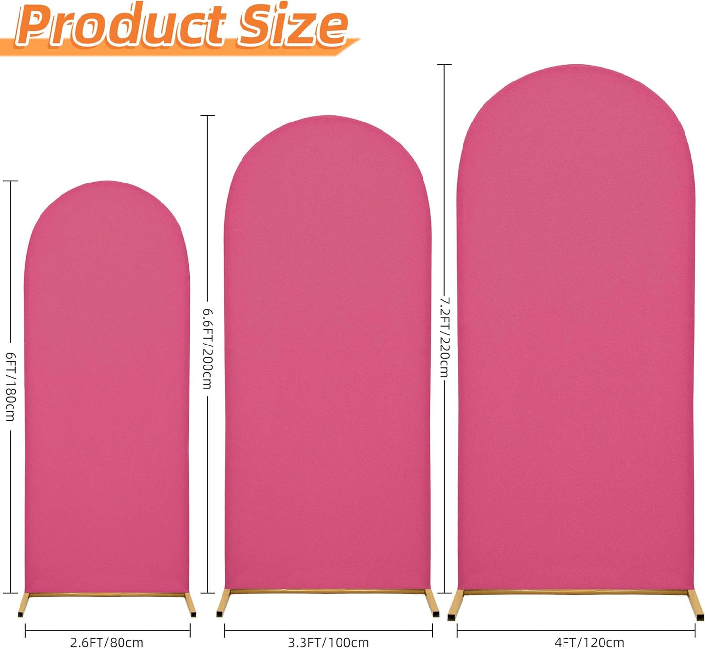 3-Piece Arch Cover Bundle – 7.2FT, 6.6FT & 6FT Stretch Spandex Backdrop Set – Wedding, Birthday & Photo Booth Arch Covers for Every Event