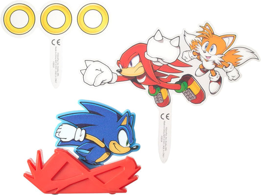 DecoPac Sonic the Hedgehog Rings, Cupcake Decorations Featuring Sonic, Tails, and Shadow - 24 Pack