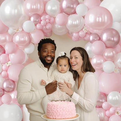 Rose Gold Balloon Garland Kit, Nude Pastel Pink Metallic Gold Matte White Balloons Gold and Rose Gold Confetti Balloons for Valentines Day Wedding Bridal Shower Party Girl Birthday Decorations