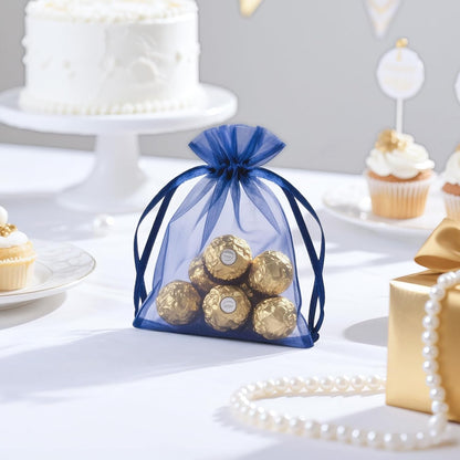 joycraft 50Pcs Organza Bags, 2x3 inch Gift Favor Bags, White Wedding Favor Bags, Jewelry Pouches with Drawstring, Mesh Bags Drawstring for Jewelry, Festival, Makeup, Candy, Desserts