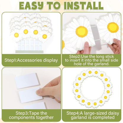Spring Daisy Photo Booth Props Daisy Birthday Party Decorations 26 Inch Large Flower Selfie Frame Spring Floral Photo Booth Frame Summer Selfie Props Accessories for Birthday Baby Shower Party Supplie