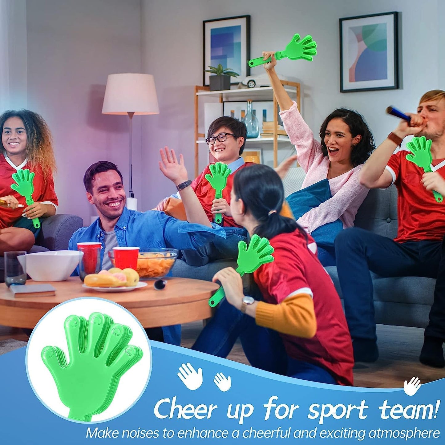 100 Pcs Sunburst Yellow Hand Clappers 7.5 Inch Clappers Noisemakers Noise Makers Party Favors Plastic Clapper for Sporting Events Cheers Ball Dance Basketball Football Noisemakers （Yellow）