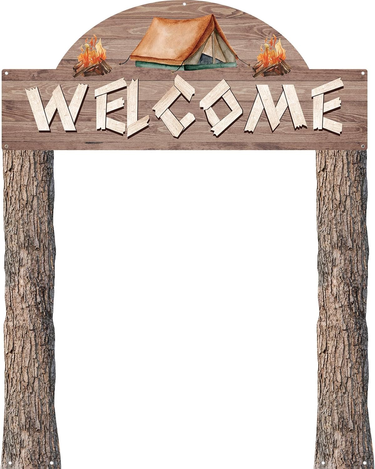 Peryiter 3 Pcs Camping Themed Party Decorations Banner Welcome Porch Sign with 1 Double Sided Tape for Summer Camp Birthday Hawaii Baby Shower Themed Party Activity Decor door (Forest Style)