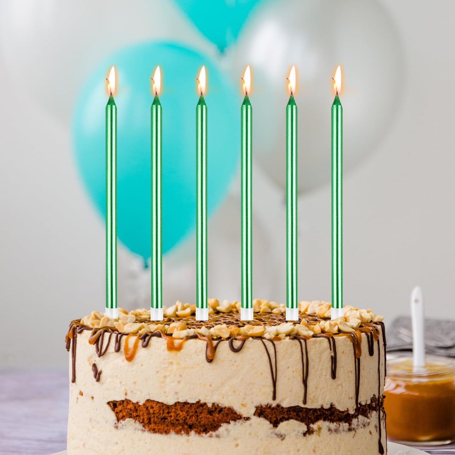 BEAN LIEVE 24-Count Birthday Candles - Long Thin Cake Candles Slow Burning Candles for Birthday, Wedding, Lucky Party Decoration (Champagne Gold)