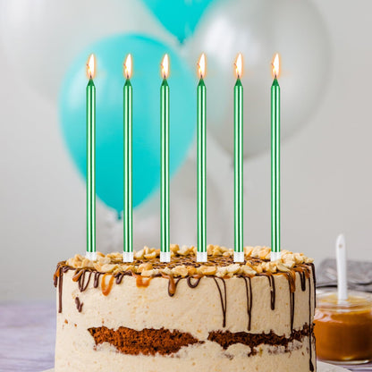 BEAN LIEVE 24-Count Birthday Candles - Long Thin Cake Candles Slow Burning Candles for Birthday, Wedding, Lucky Party Decoration (Champagne Gold)