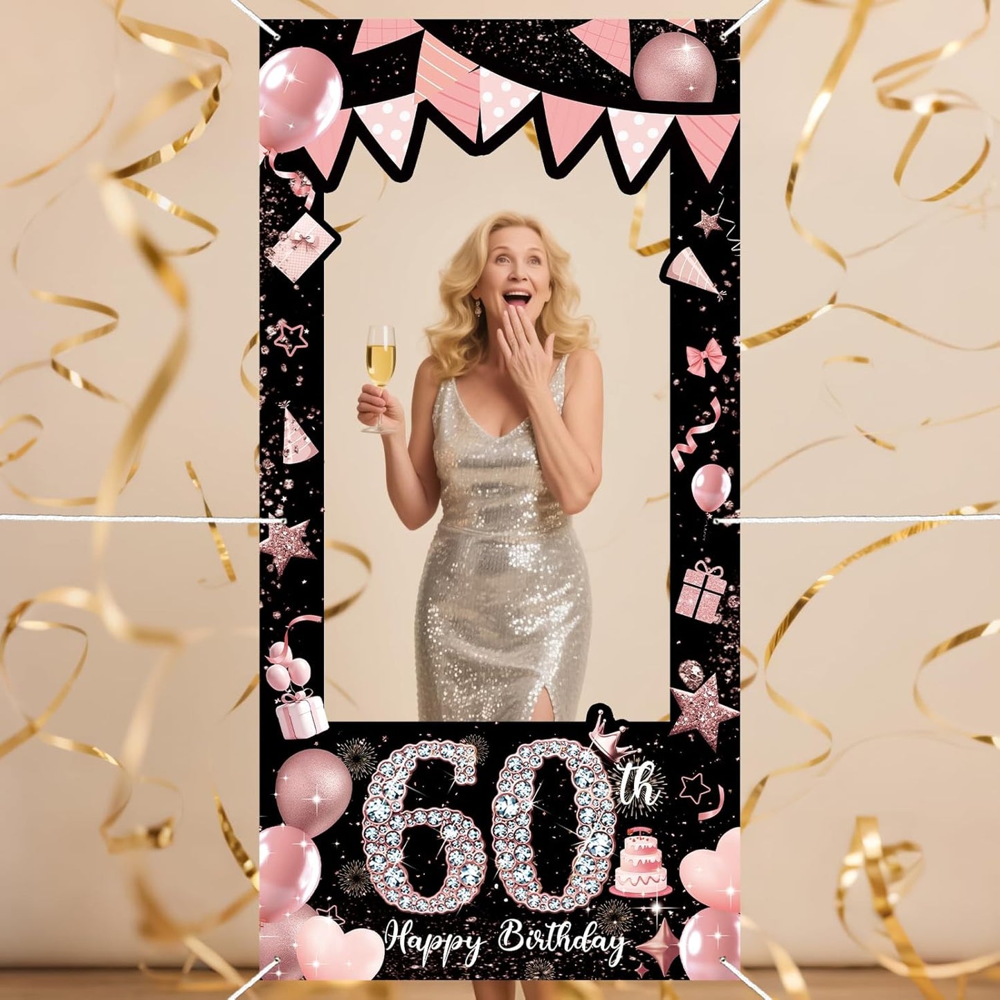 Pink 80th Birthday Neon Photography Banner Backdrop Glow Party Disco Dance Neon Theme Birthday Banner Photo Frame Props Props Selfie Background Face Cutout Photo Props Decoration