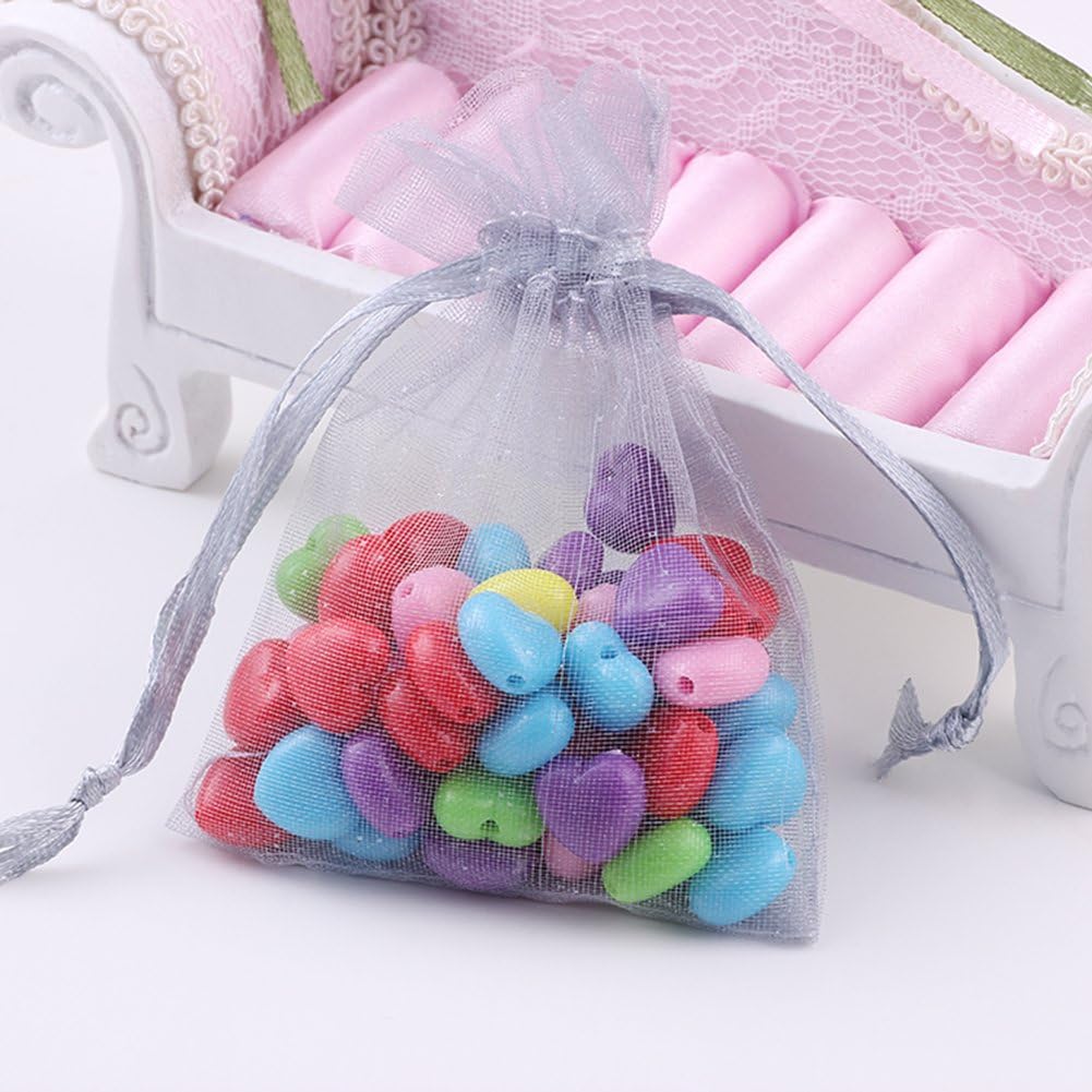 Wudygirl 100pcs 5X7 Inches White Organza Bags Christmas Drawstring Pouches Party Wedding Favor Bags Goodie bags(White 5x7)