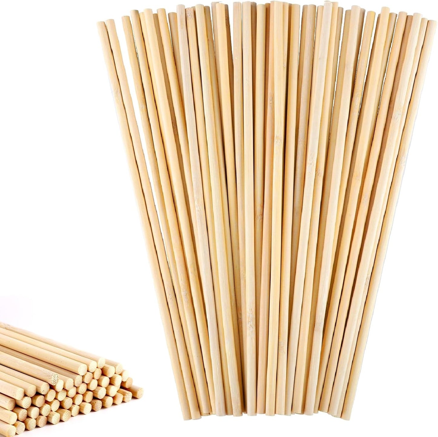 150 Pcs Wooden Dowel Rods - 1/8 x 12 Inch Wooden Sticks for Crafts Unfinished Cake Dowels Sticks for Flower Bouquet and DIYers