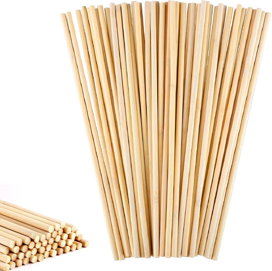 150 Pcs Wooden Dowel Rods - 1/8 x 12 Inch Wooden Sticks for Crafts Unfinished Cake Dowels Sticks for Flower Bouquet and DIYers