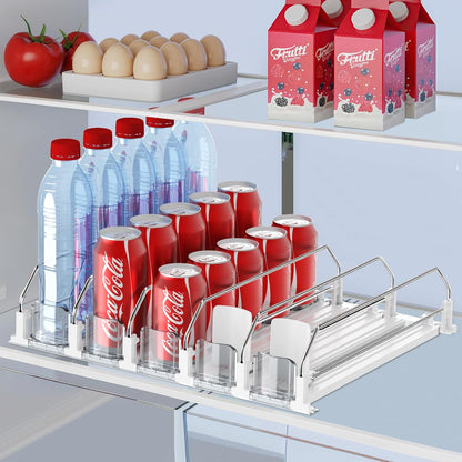 IBORING Drink Organizer for Fridge,Self Pushing Fridge Drink Organizer,Automatic Drink Dispenser for Fridge-Holds up to 30 Cans