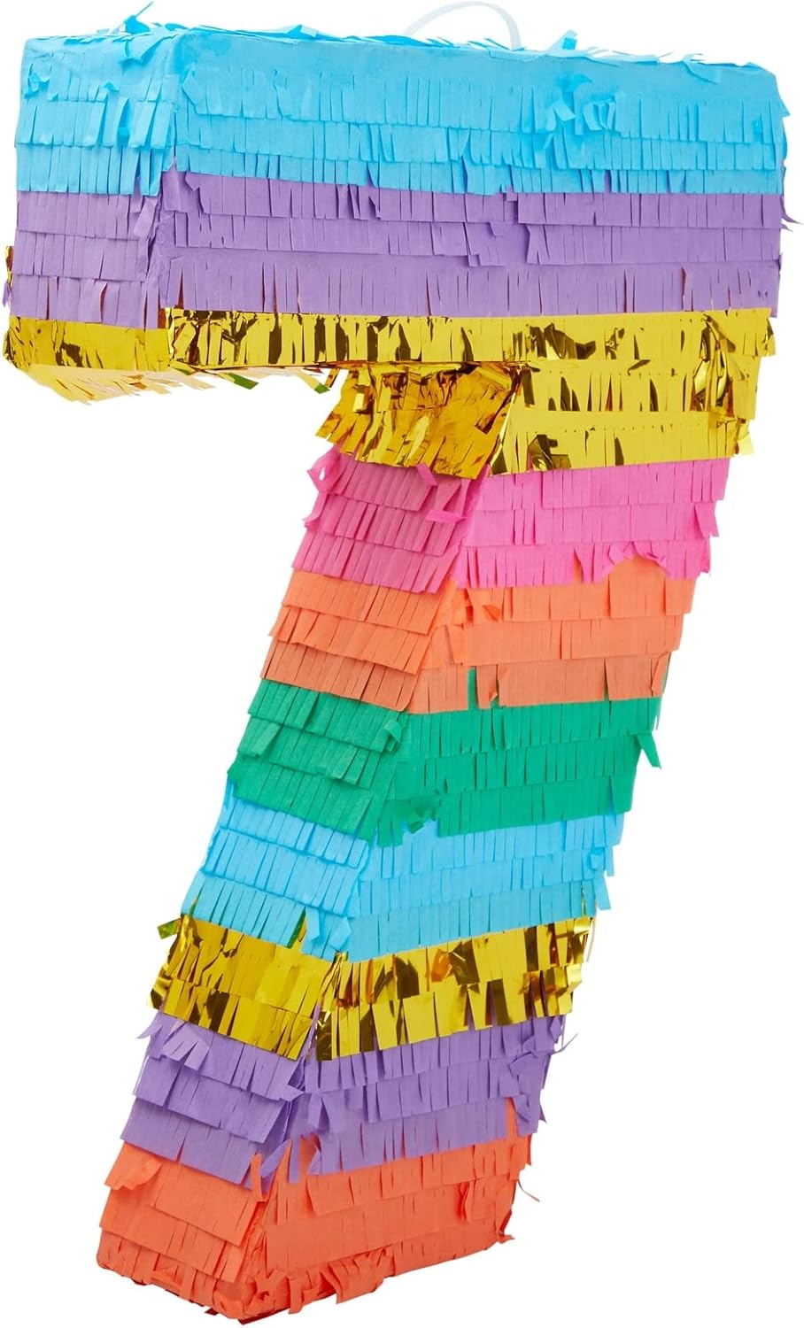 BLUE PANDA Rainbow Number 6 Pinata - Sturdy Corrugated Build & Easy Hang for Fiesta Party - Candy Filled 6th Birthday Party Surprise - Vibrant Tie-Dye Items for Kids - Small (16.5x11x3 In), Blue/White