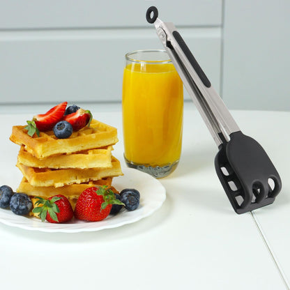 Mini Waffle Tongs by StarBlue Green – 8 Inches Silicone and Nylon Serving Tongs with Non-Slip Smooth Handles, Non-Scratch and Dishwasher Safe, Multipurpose Spatula for Belgian Waffle Serving