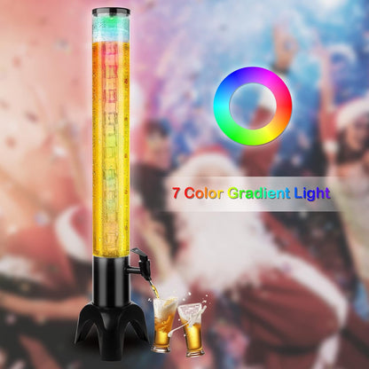 2pcs Beer Giraffe Dispenser, 100oz/3.2 qt Mimosa Tower Dispenser with Ice Tube and LED Light, 3L Tabletop Drink Tower Dispensers for Beer, Margarita, Liquor, Beverage