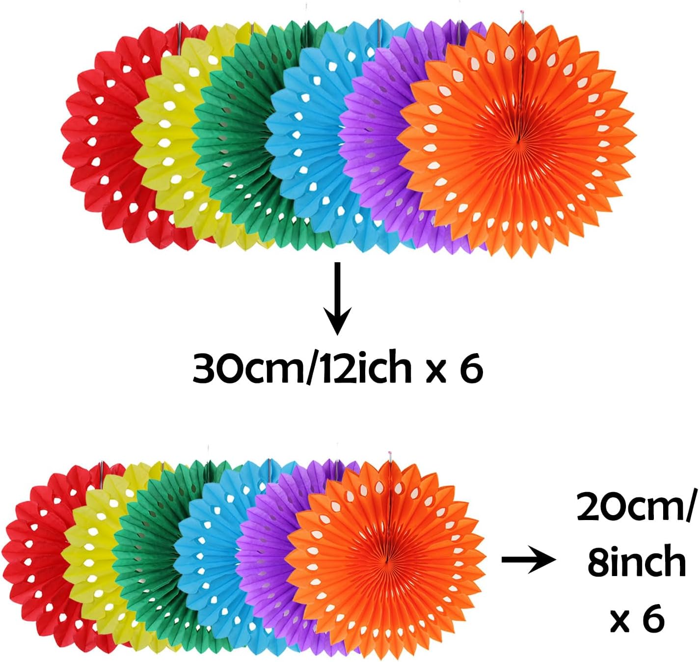 ZOOYOO Hanging Paper Fans Party Decorations,12 Pcs Pastel Rainbow Honeycomb Round Fans,Ceiling Decor for Easter,Wedding,Birthday,Summer Day Party Backdrop